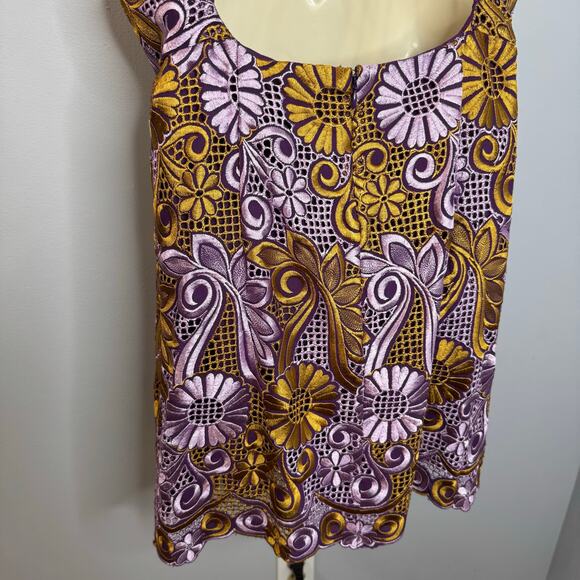 Anthropologie Embroidered Halter Mini Dress Purple Gold Women's 20W - Picture 7 of 14